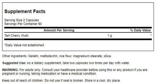 Swanson Tart Cherry 500 mg 120 Capsules | Premium Supplements at MYSUPPLEMENTSHOP