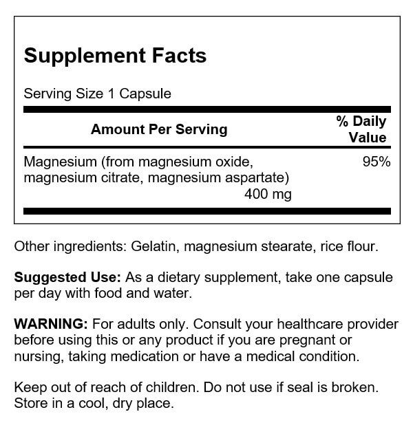 Swanson Triple Magnesium Complex 400 mg 30 Capsules - Vitamins & Minerals at MySupplementShop by Swanson