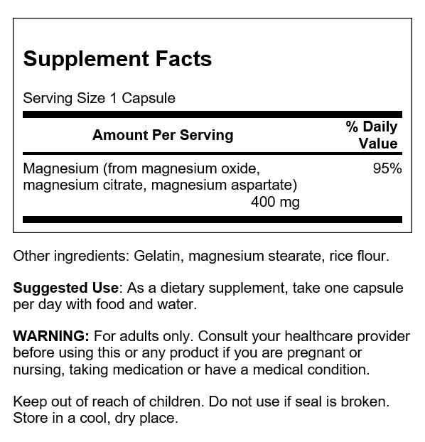 Swanson Triple Magnesium Complex 400mg 300 Capsules - Vitamins & Minerals at MySupplementShop by Swanson