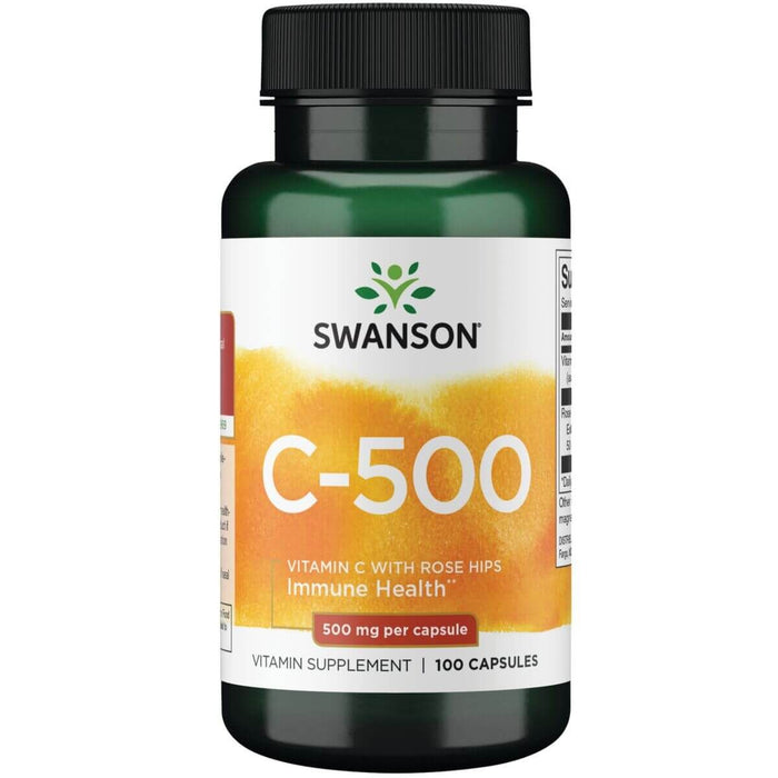 Swanson Vitamin C with Rose Hips 500 mg 100 Capsules - Vitamins & Minerals at MySupplementShop by Swanson