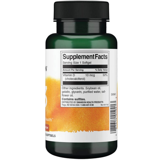 Swanson Vitamin D 400 Iu (10 mcg) 250 Softgels | Premium Supplements at MYSUPPLEMENTSHOP