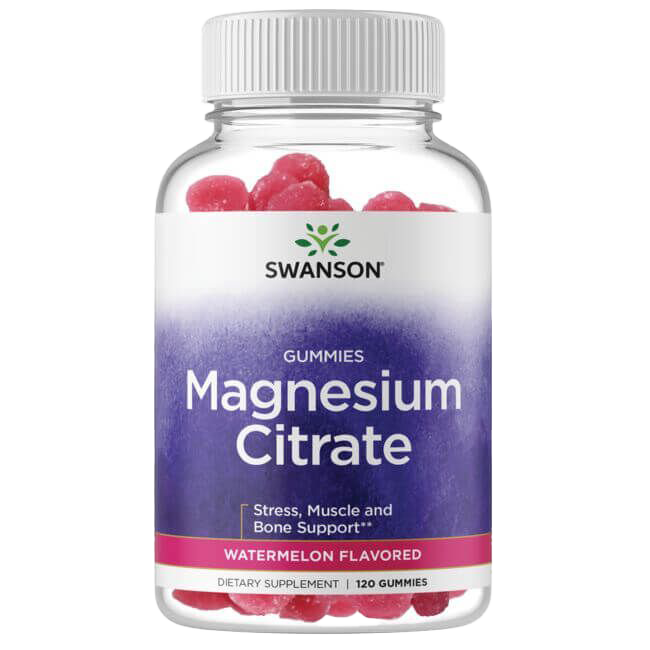 Swanson Magnesium Citrate Gummies, Watermelon Flavoured 84mg 120 Gummies