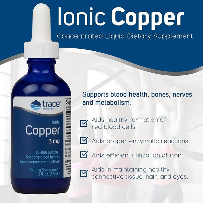 Trace Minerals Ionic Copper Liquid 3mg 2 fl oz (59ml) - Vitamins & Minerals at MySupplementShop by Trace Minerals