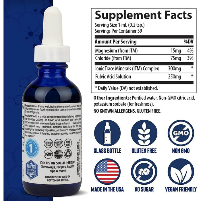 Trace Minerals Ionic Fulvic Acid 250mg 2 fl oz (59ml) | Premium Supplements at MYSUPPLEMENTSHOP