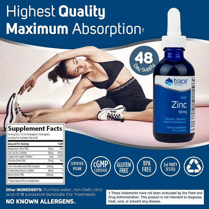 Trace Minerals Liquid Ionic Zinc (50 mg) 2 oz | Premium Supplements at MYSUPPLEMENTSHOP