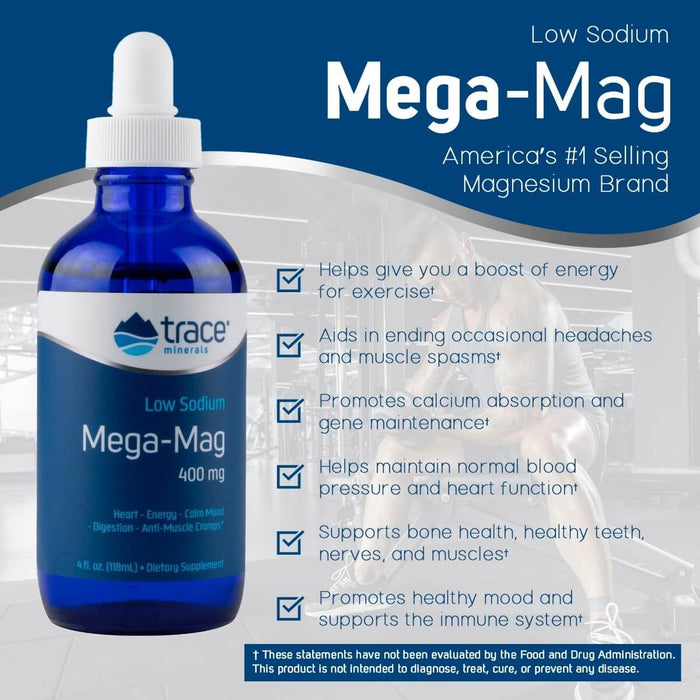Trace Minerals Mega-Mag 400mg 4 fl oz (118 ml) | Premium Supplements at MYSUPPLEMENTSHOP