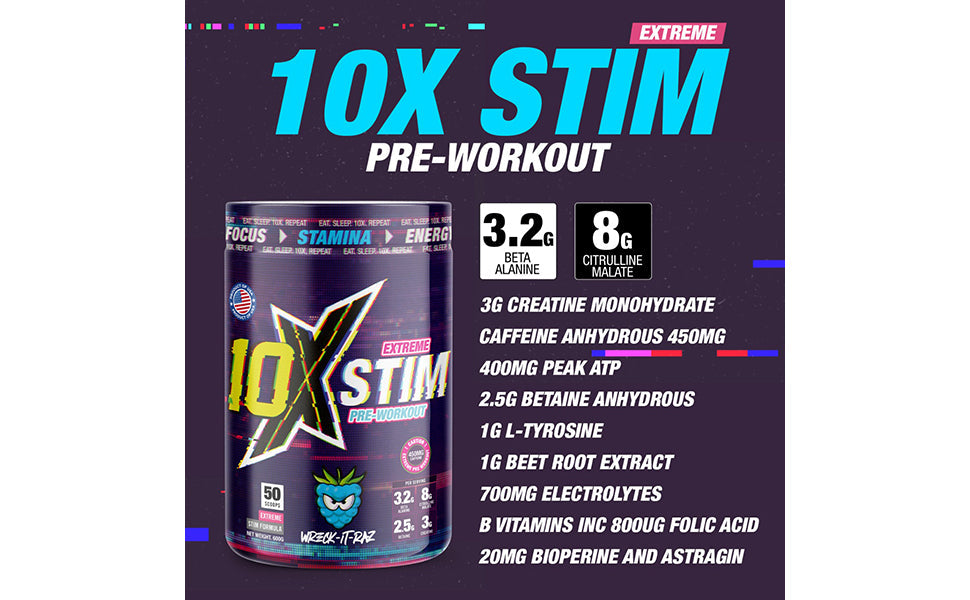 10X Athletic STIM 600g - Pre Workout at MySupplementShop by 10X Athletic
