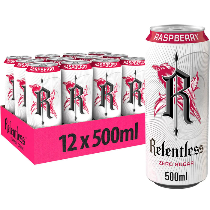 Relentless Raspberry Zero Sugar 12 x 500ml - Health Foods at MySupplementShop by Relentless