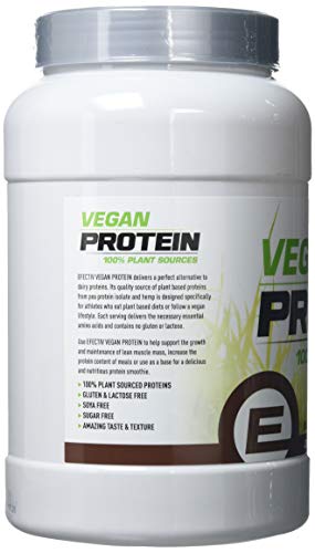Efectiv Nutrition Vegan Protein - Pea Protein Isolate - Hemp Protein - 24 Grams Protein per Serving - 30 Servings - 908 Grams - Chocolate | High-Quality Diet Shakes | MySupplementShop.co.uk