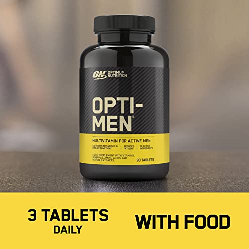Optimum Nutrition Opti-Men Multivitamin Supplements for Men with Vitamin D Vitamin C Vitamin A and Amino Acids 30 Servings 90 Capsules | High-Quality Combination Multivitamins & Minerals | MySupplementShop.co.uk