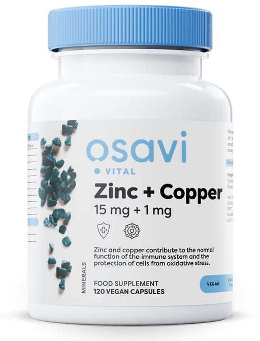 Osavi Zinc + Copper, 15mg + 1mg - 120 vegan caps | High-Quality Zinc | MySupplementShop.co.uk