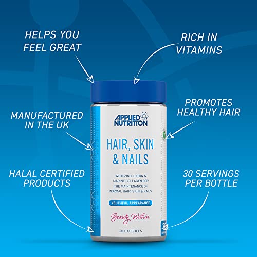 Applied Nutrition Hair, Skin & Nails 60Caps Unflavoured | High-Quality Hair and Nails | MySupplementShop.co.uk