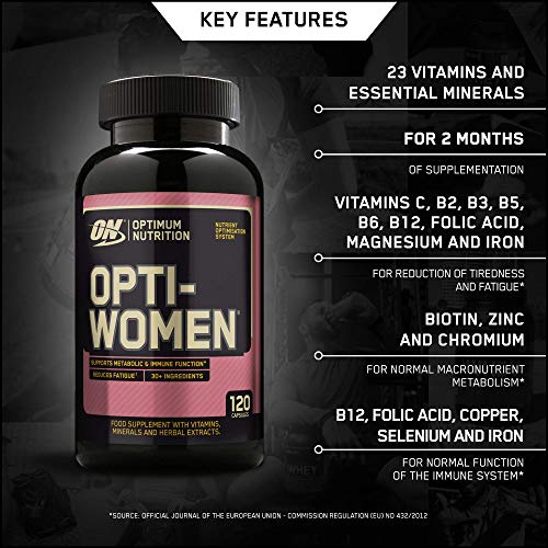 Optimum Nutrition Opti-Women Multivitamin Supplement Tablets with Key Vitamins and Minerals for Women 60 Servings 120 Capsules | High-Quality Combination Multivitamins & Minerals | MySupplementShop.co.uk