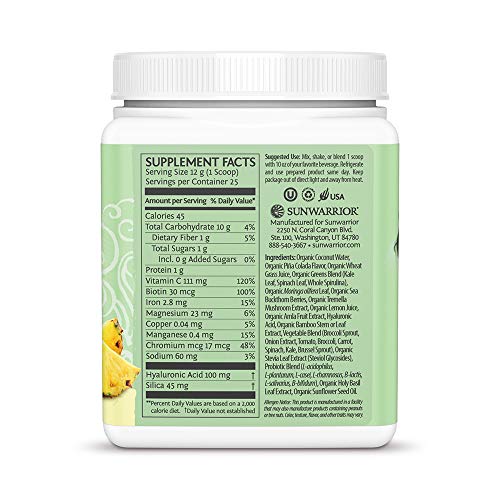 Sunwarrior Beauty Greens 300g Pina Colada | High-Quality Sports Nutrition | MySupplementShop.co.uk