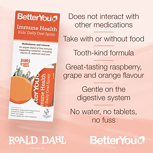 BetterYou Roald Dahl Immune Health Oral Spray | High-Quality Vitamins & Minerals | MySupplementShop.co.uk