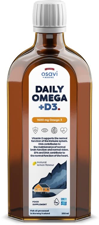 Osavi Daily Omega + D3, 1600mg Omega 3 (Natural Lemon) - 250 ml. | High-Quality Omega-3 | MySupplementShop.co.uk