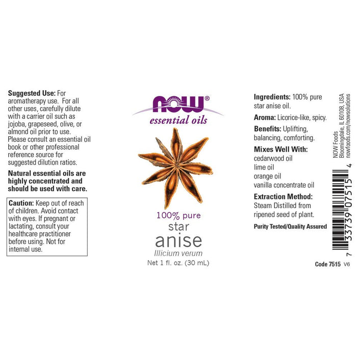 NOW Foods Essential Oil, Anise Oil - 30 ml. - Health and Wellbeing at MySupplementShop by NOW Foods