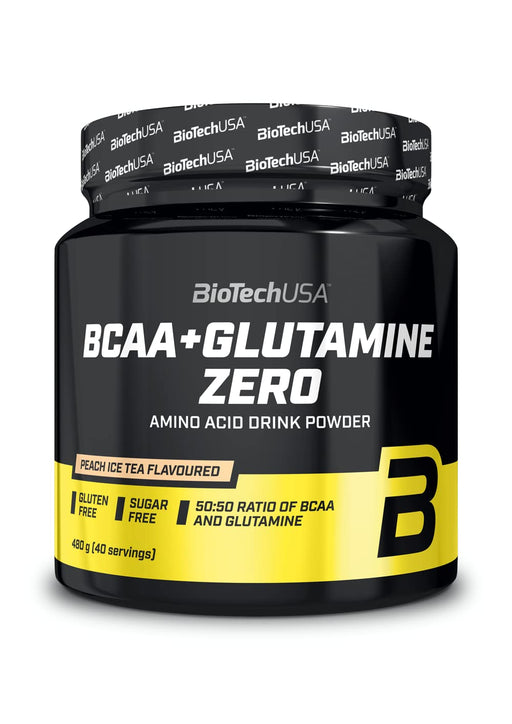 BioTechUSA BCAA + Glutamine Zero, Peach Ice Tea - 480 grams | High-Quality Amino Acids and BCAAs | MySupplementShop.co.uk