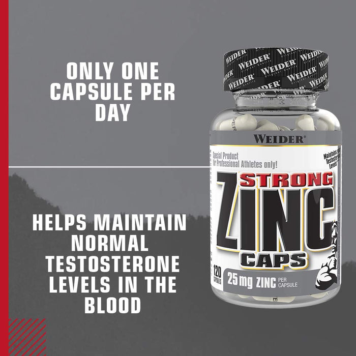 Weider Strong Zinc, 25mg - 120 caps - Vitamins & Minerals at MySupplementShop by Weider