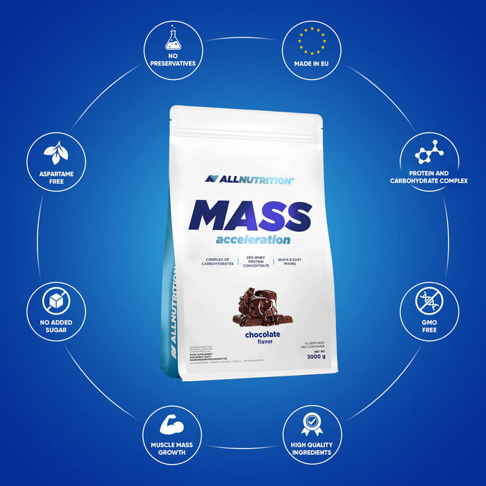 Allnutrition Mass Acceleration, Chocolate - 3000 grams - Weight Gainers & Carbs at MySupplementShop by Allnutrition