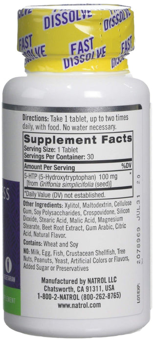 Natrol 5-HTP Fast Dissolve 100mg - 30 tabs - Health and Wellbeing at MySupplementShop by Natrol