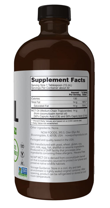 NOW Foods MCT Oil, Pure Liquid - 473 ml. - Slimming and Weight Management at MySupplementShop by NOW Foods