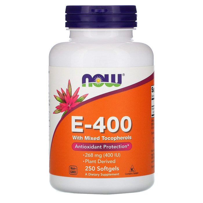 NOW Foods Vitamin E-400 - Natural (Mixed Tocopherols) - 250 softgels - Vitamins & Minerals at MySupplementShop by NOW Foods