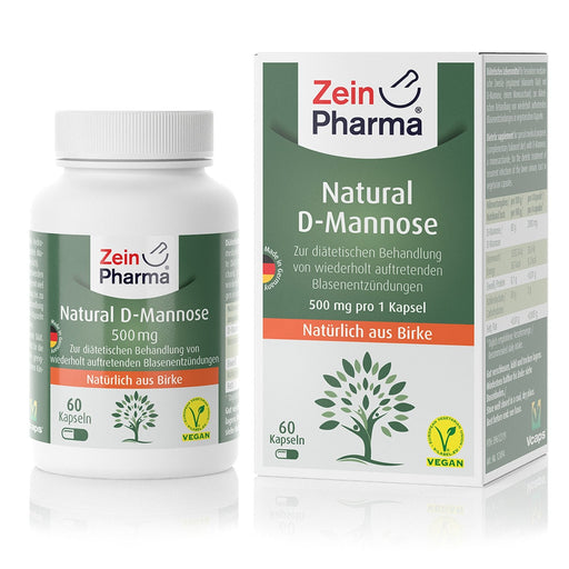 Zein Pharma Natural D-Mannose, 500mg - 60 caps | High-Quality Vinegar Capsules | MySupplementShop.co.uk