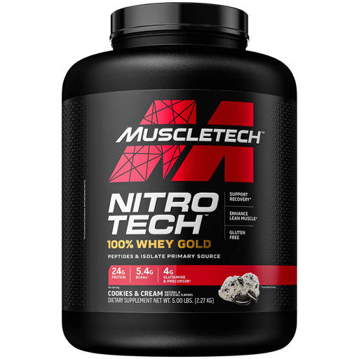 MuscleTech Nitro-Tech 100% Whey Gold, Cookies & Cream - 2270 grams (EAN 631656710489) | High-Quality Protein | MySupplementShop.co.uk