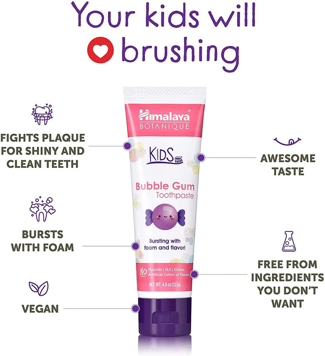 Himalaya Kids Toothpaste, Bubble Gum - 80g - Toothpastes at MySupplementShop by Himalaya