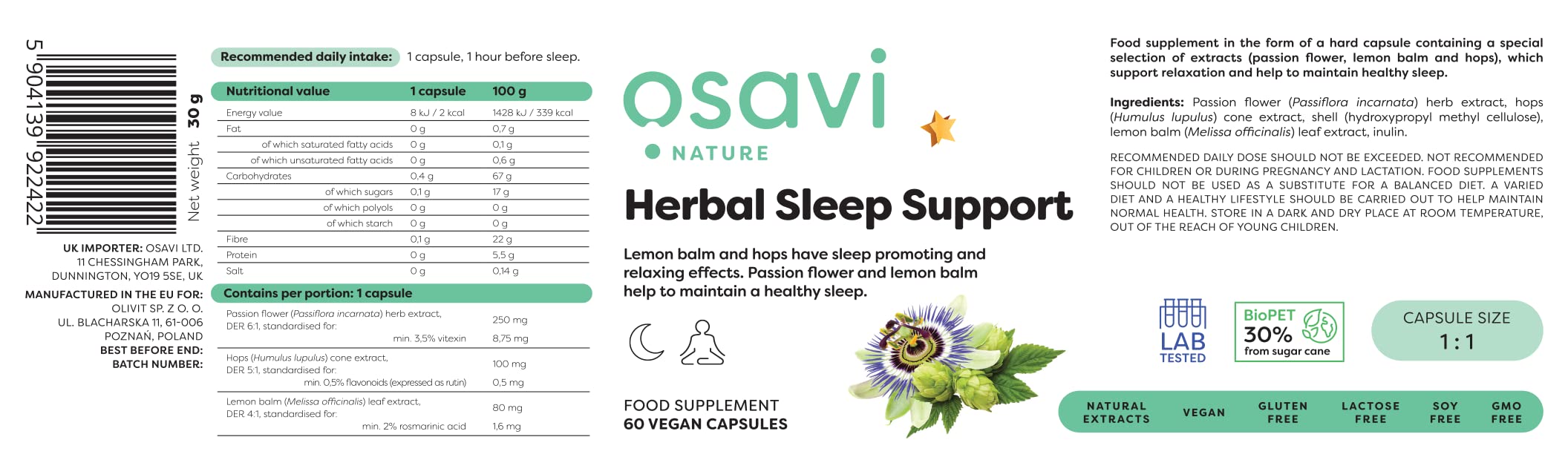 Osavi Herbal Sleep Support - 60 vegan caps - Combination Multivitamins & Minerals at MySupplementShop by Osavi