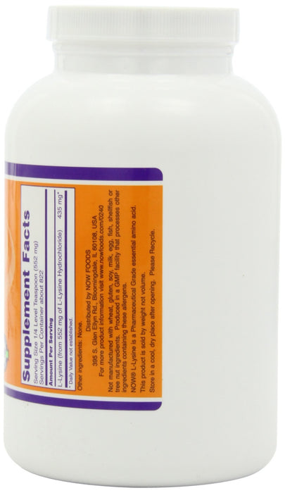 NOW Foods L-Lysine, 1000mg (Powder) - 454g - Amino Acids and BCAAs at MySupplementShop by NOW Foods