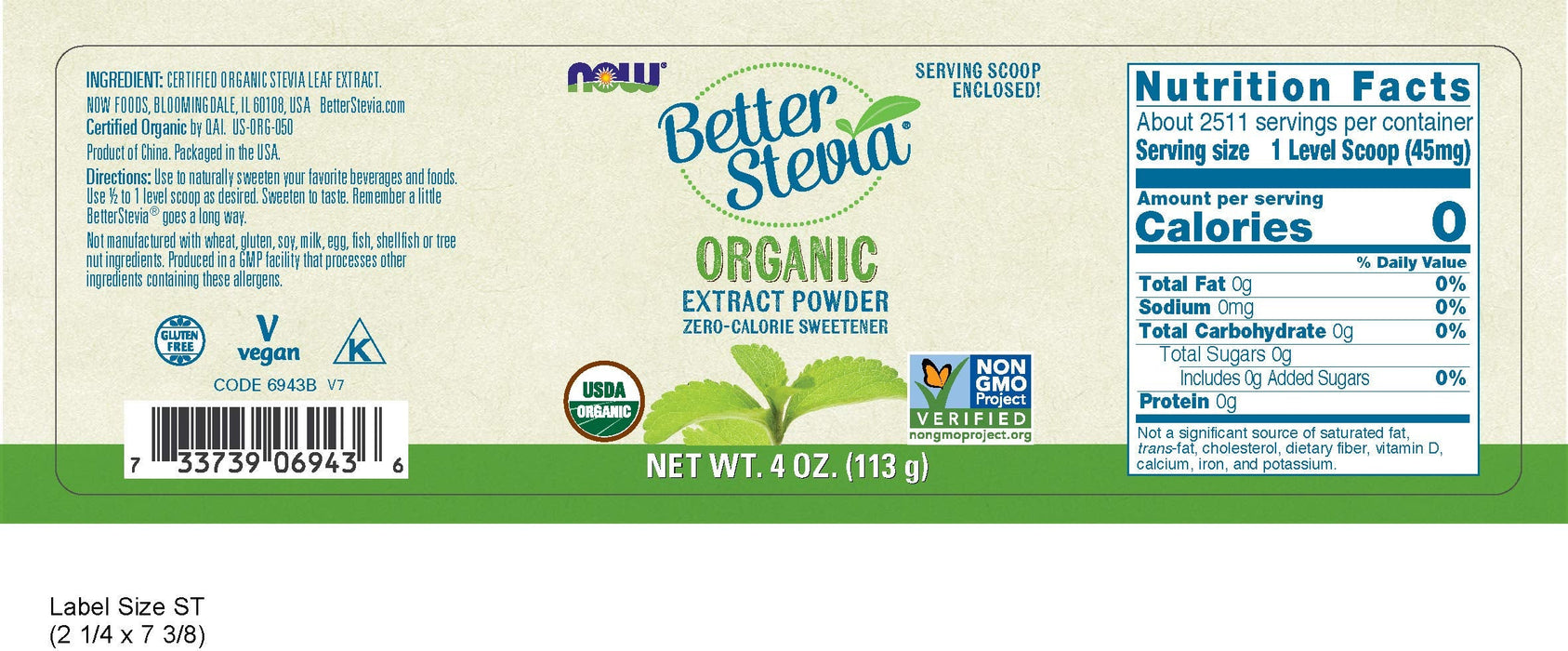 NOW Foods Better Stevia Extract Powder, Organic - 113g - Health Foods at MySupplementShop by NOW Foods