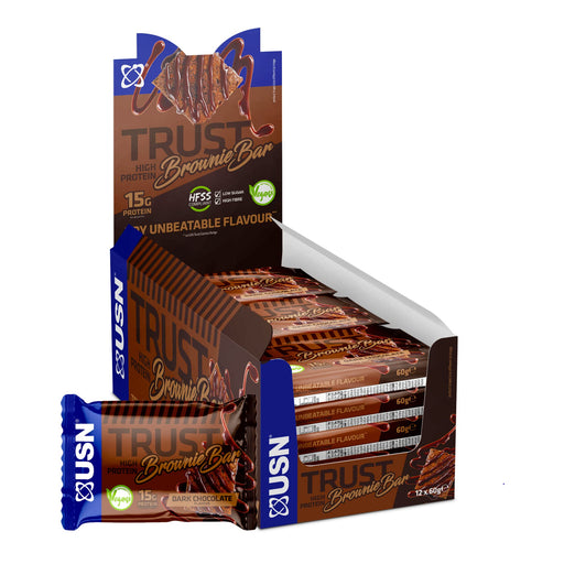 USN Trust Vegan Brownie 12x60g Dark Chocolate | High-Quality Health Foods | MySupplementShop.co.uk