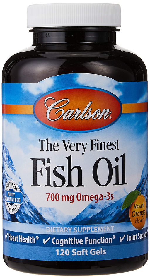 Carlson Labs The Very Finest Fish Oil - 700mg Omega-3s, Natural Orange - 120 + 30 softgels | High-Quality Fish Oils | MySupplementShop.co.uk