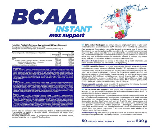 Allnutrition BCAA Instant Max Support, Raspberry - 500g | High-Quality BCAAs | MySupplementShop.co.uk