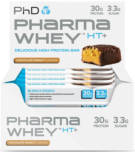 PhD Pharma Whey HT+ Bar, Double Chocolate - 12 bars | High-Quality Protein Bars | MySupplementShop.co.uk