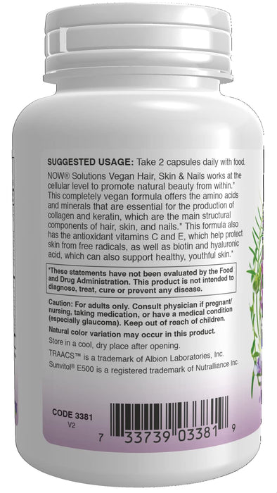 NOW Foods Vegan Hair, Skin & Nails - 90 vcaps - Health and Wellbeing at MySupplementShop by NOW Foods