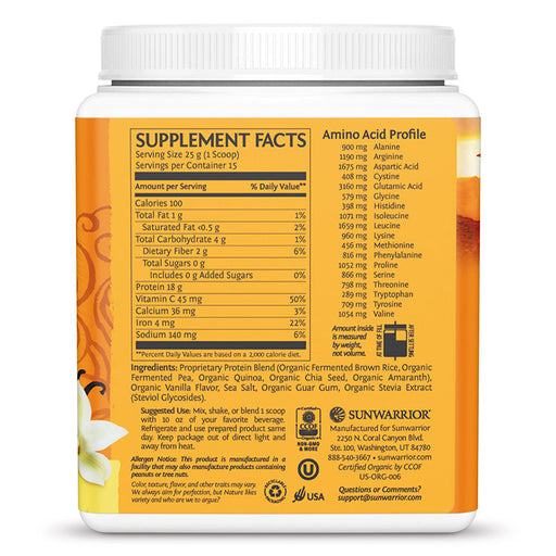 Sunwarrior Classic Protein Vanilla 375g | High-Quality Personal Care | MySupplementShop.co.uk