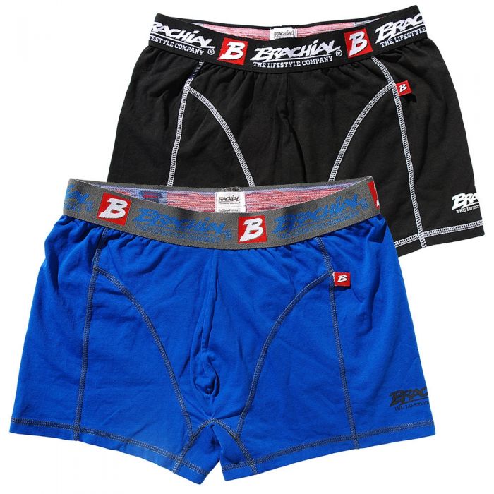 Brachial 2 Pack Boxer Shorts - Blue &amp; Black