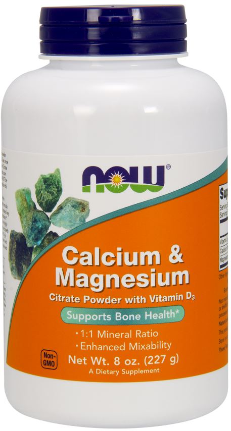 NOW Foods Calcium & Magnesium, Citrate Powder with Vitamin D3 - 227g | High-Quality Vitamins & Minerals | MySupplementShop.co.uk