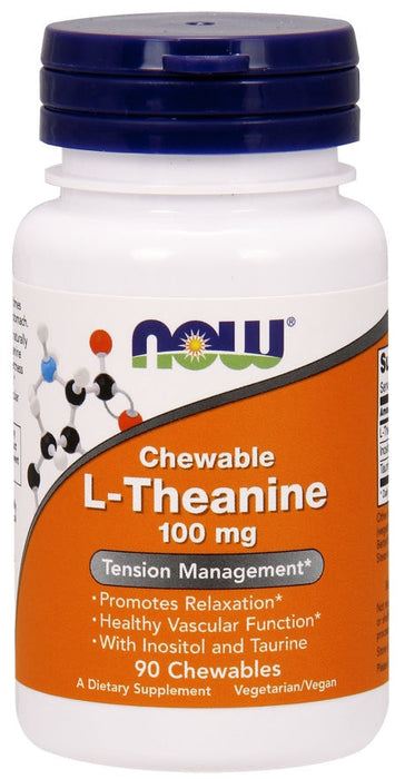 NOW Foods L-Theanine with Inositol and Taurine, 100mg - 90 chewables - Health and Wellbeing at MySupplementShop by NOW Foods