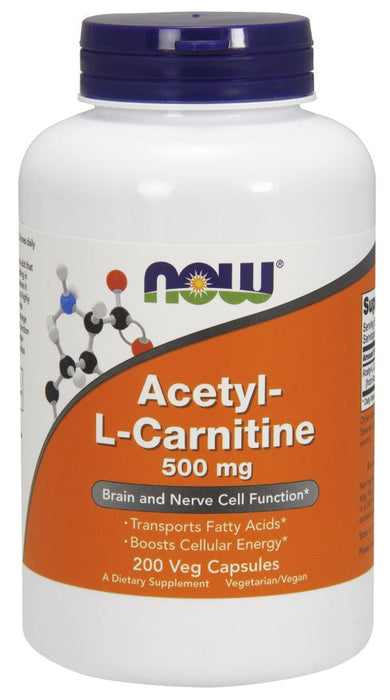 NOW Foods Acetyl-L-Carnitine, 500mg - 200 vcaps - Amino Acids and BCAAs at MySupplementShop by NOW Foods