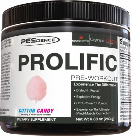 PEScience Prolific, Cotton Candy - 280 grams | High-Quality Pre & Post Workout | MySupplementShop.co.uk
