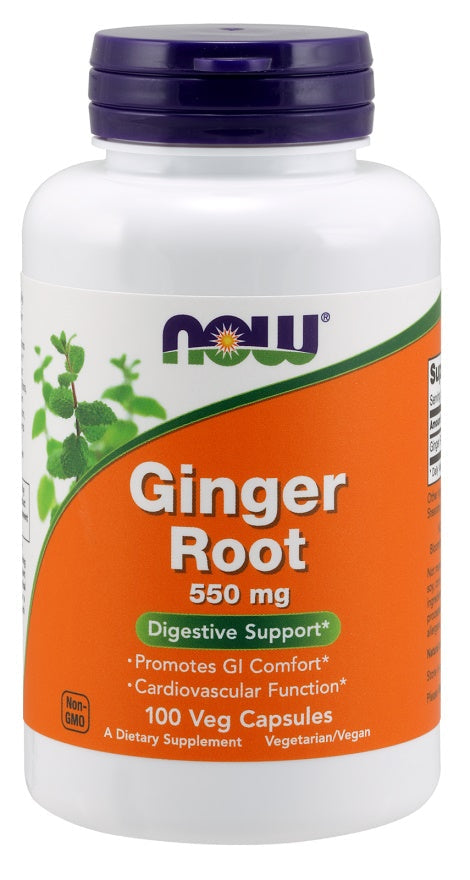 NOW Foods Ginger Root, 550mg - 100 vcaps - Health and Wellbeing at MySupplementShop by NOW Foods