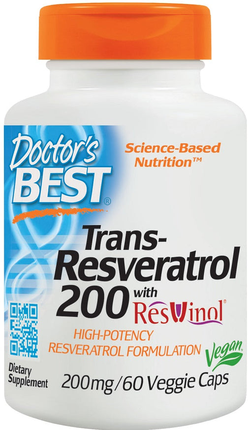 Doctor's Best Trans-Resveratrol with ResVinol-25, 200mg - 60 vcaps - Health and Wellbeing at MySupplementShop by Doctor's Best