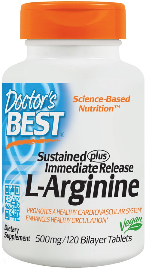 Doctor's Best L-Arginine - Sustained + Immediate Release, 500mg - 120 tabs - Amino Acids and BCAAs at MySupplementShop by Doctor's Best