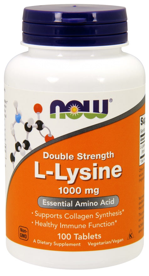 NOW Foods L-Lysine, 1000mg - 100 tabs | High-Quality Amino Acids and BCAAs | MySupplementShop.co.uk