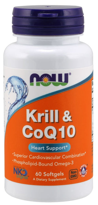 NOW Foods Krill & CoQ10 - 60 softgels - Health and Wellbeing at MySupplementShop by NOW Foods