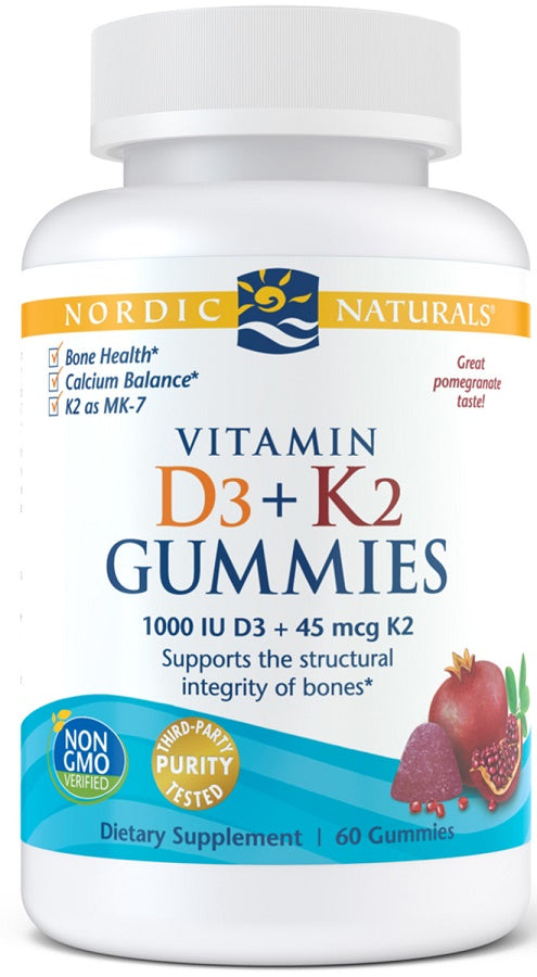 Nordic Naturals Vitamin D3+K2 Gummies, Pomegranate - 60 gummies - Vitamins & Minerals at MySupplementShop by Nordic Naturals